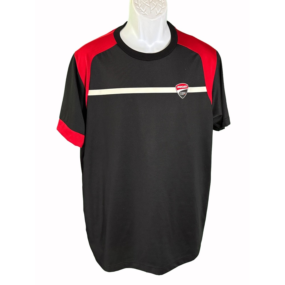 Ducati Corse T-Shirt Mens M Black Red Racing Colorblock Shield Logo Tee
